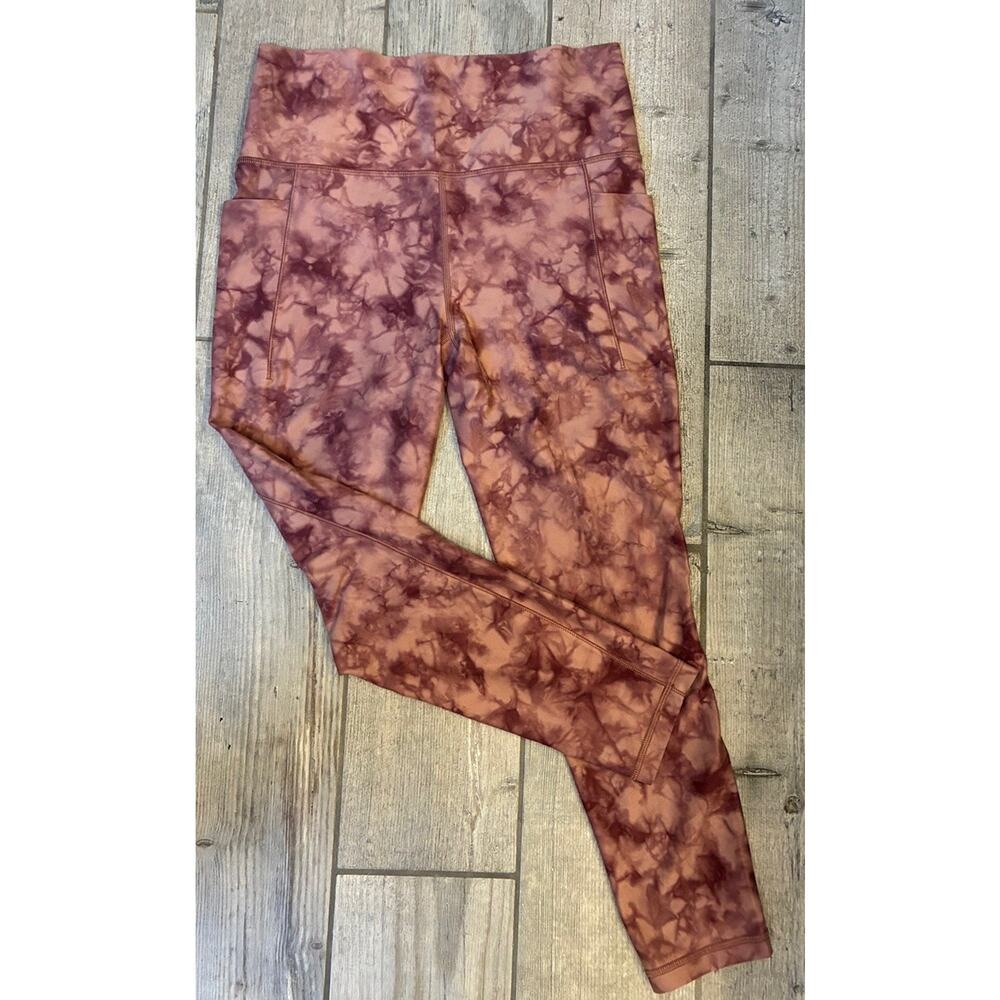 Athleta Salutation Stash Pocket II Pink Tie Dye 7/8 Leggings Size Medium - Picture 3 of 11